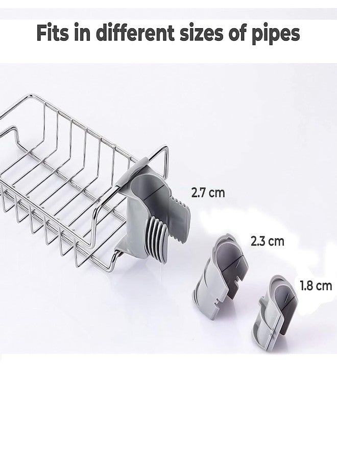 AKHANDDD Stainless Steel Sink Caddy Organizer, Tap Organizer Clip Storage Rack with Towel Holder for Soap | Practical Home Kitchen Drain Rack | Set of 1 - Image 4